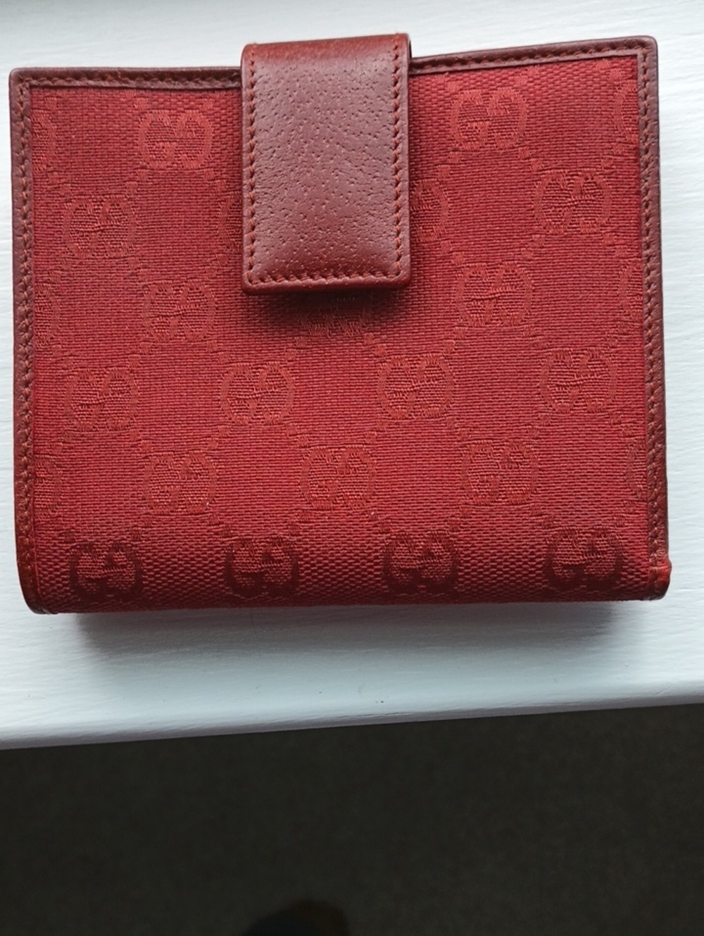 Gucci Crimson Monogram Snap Wallet